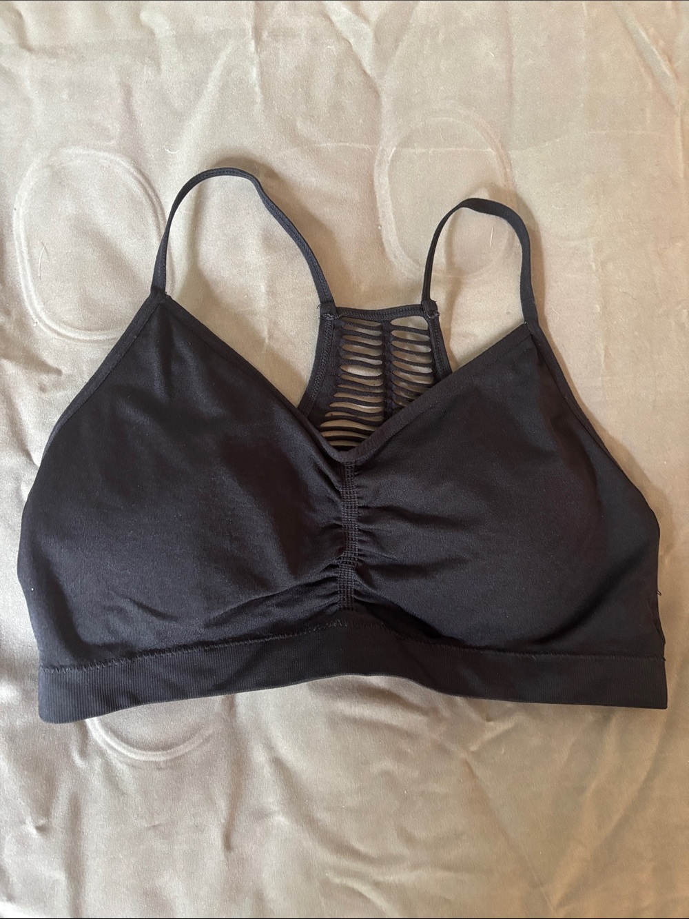 Black Seamless Strappy Back Bralette